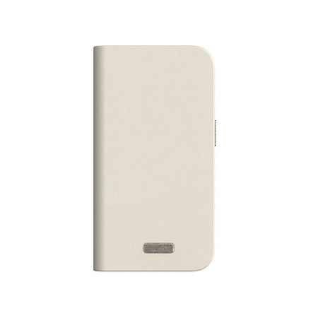 Moshi Overture MagSafe - kožené flipové pouzdro 3 v 1 pro iPhone 15 Pro (Eggnog White)