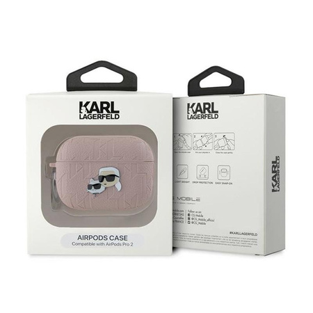 Karl Lagerfeld Monogramm Karl & Choupette Kopf - AirPods Pro 2 Gehäuse (rosa)