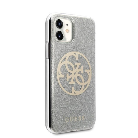 Guess Circle Glitter 4G - iPhone 11 Hülle (Hellgrau)
