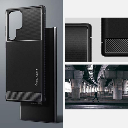 Spigen Rugged Armor - tok Samsung Galaxy S22 Ultra (fekete)
