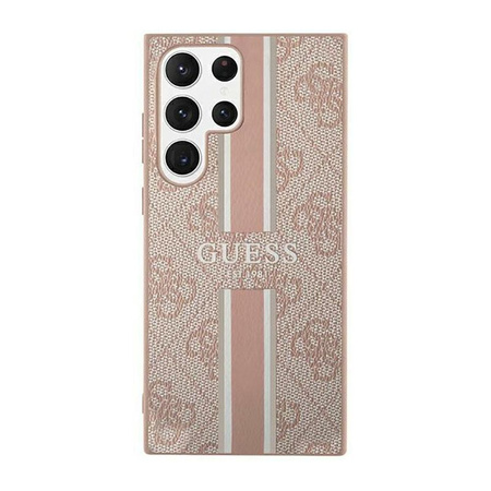 Guess 4G Printed Stripe - pouzdro pro Samsung Galaxy S23 Ultra (růžové)