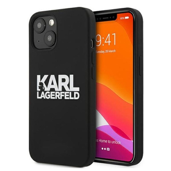 Karl Lagerfeld Silikon Stack Logo - iPhone 13 mini Tasche (schwarz)