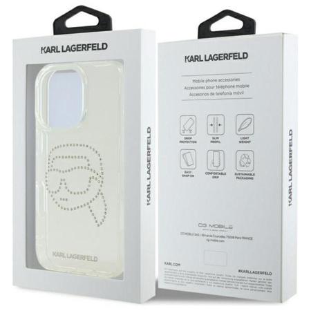 Karl Lagerfeld IML strasszos Karl Head - tok iPhone 16 Pro Max készülékhez (átlátszó)