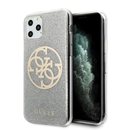 Pouzdro Guess Circle Glitter 4G - iPhone 11 Pro (světle šedé)