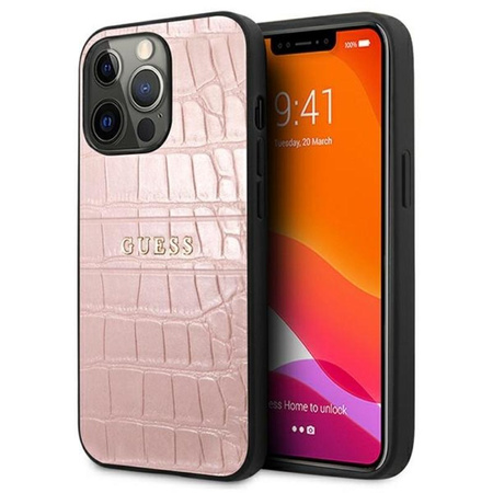 Guess Croco Stamp Lines - iPhone 13 Pro Max Case (pink)