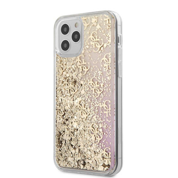 Guess 4G Liquid Glitter - iPhone 12 / iPhone 12 Pro Tasche (Gold/Rosa)