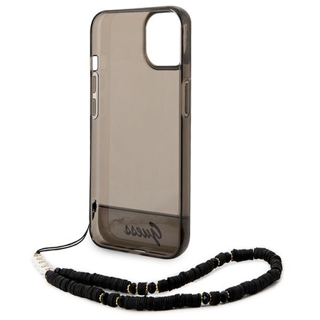 Guess Translucent Pearl Strap - pouzdro pro iPhone 14 Plus (černé)