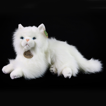 Rappa - Peluche realistico mascotte gatto persiano bianco sdraiato 30 cm Eco-Friendly