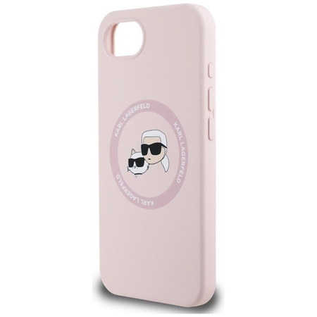 Karl Lagerfeld Silicone Karl & Choupette Heads MagSafe - Carcasa para iPhone 16e (rosa)