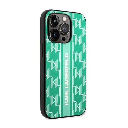Karl Lagerfeld Monogram Stripe - Etui iPhone 14 Pro (zielony)
