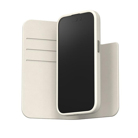 Moshi Overture MagSafe - 3-in-1-Ledertasche mit Flip-Cover iPhone 15 (Eggnog White)