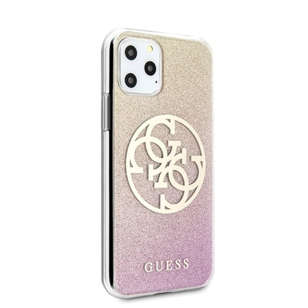 Guess Gradient Circle Glitter 4G - Coque iPhone 11 Pro (Or/Rose)