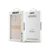 DKNY Bőr mono csíkos és fém logóval - iPhone 15 / 14 / 13 tok (rózsaszín)