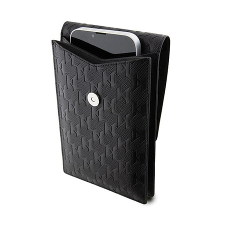 Karl Lagerfeld Saffiano Monogram Choupette - Crossbody taška na telefon (černá)