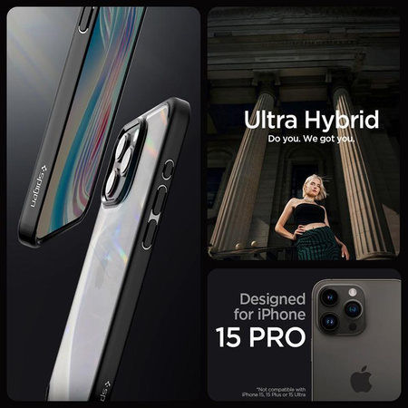 Spigen Ultra Hybrid - tok iPhone 15 Pro készülékhez (Frost Black)