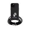 Karl Lagerfeld Crossbody Saffiano fémtű Karl & Choupette - iPhone 15 tok (fekete)