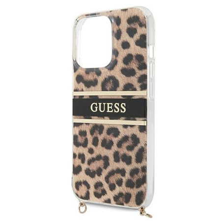 Guess Leopard Gold Stripe Crossbody - pouzdro pro iPhone 13 Pro Max
