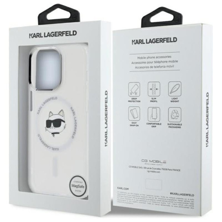 Karl Lagerfeld IML Metal Choupette Head MagSafe - Hülle für iPhone 13 Pro (weiß)