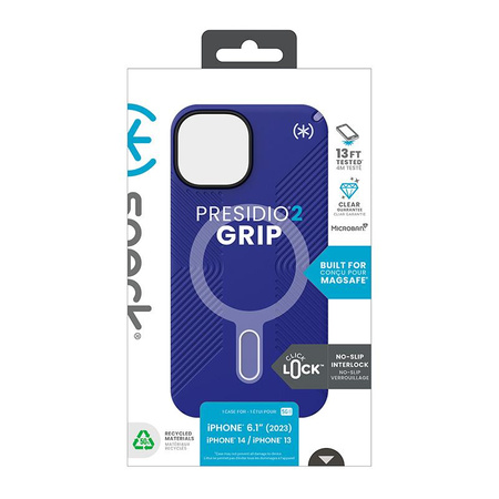 Speck Presidio2 Grip ClickLock & MagSafe - tok iPhone 15 / iPhone 14 / iPhone 13 (Future Blue/Purple Ink)