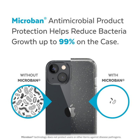 Speck Presidio Perfect-Clear with Glitter - iPhone 14 Plus Case with MICROBAN Coating (Clear / Gold Glitter)