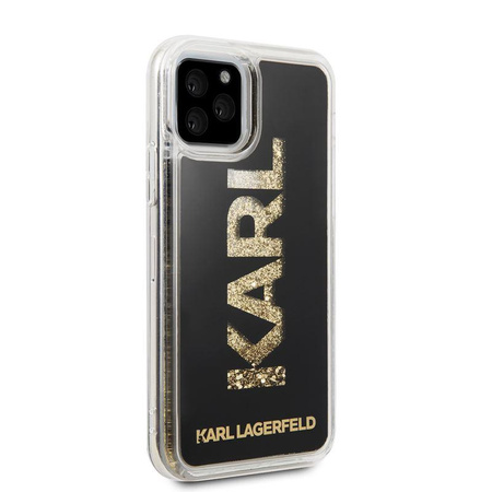 Karl Lagerfeld Logo Karl Liquid Glitter - iPhone 11 Pro Tasche (Schwarz/Gold Glitter)