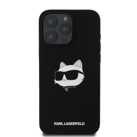 Karl Lagerfeld Silikon Choupette Kopf Druck MagSafe - iPhone 16 Pro Max Hülle (schwarz)