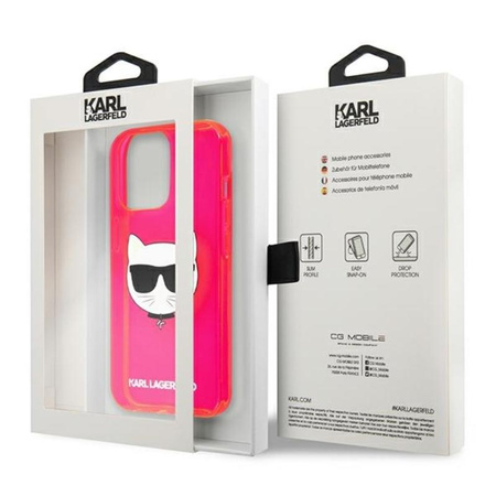 Karl Lagerfeld Choupette Head - Coque iPhone 13 Pro Max (rose fluo)