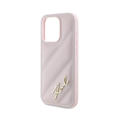 Karl Lagerfeld Diagonal Quilted Script - Case for iPhone 15 Pro (Pink)