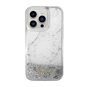 Guess Liquid Glitter Marble - iPhone 14 Tasche (Weiß)