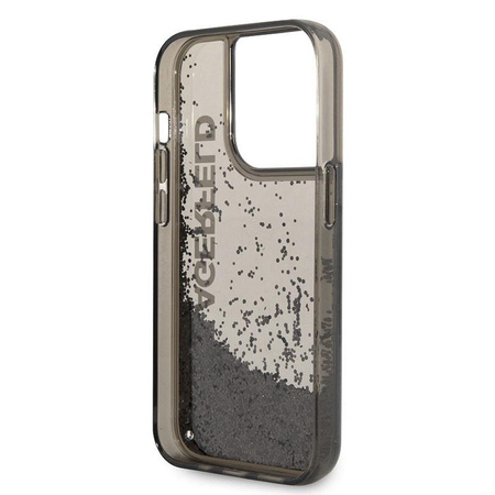 Karl Lagerfeld Liquid Glitter Translucent Elongated Logo Case - pouzdro pro iPhone 14 Pro (černé)