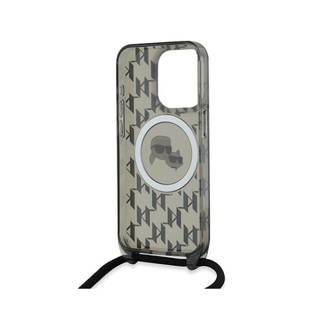 Karl Lagerfeld IML Crossbody Monogram Karl & Choupette Head MagSafe - pouzdro na iPhone 15 Pro (černé)