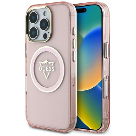 Guess IML Metal Mountain Logo MagSafe - tok iPhone 16 Pro készülékhez (rózsaszín)