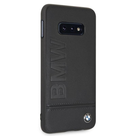 BMW Signature Logo Imprint Case - Étui en cuir pour Samsung Galaxy S10e avec logo BMW en relief (noir)