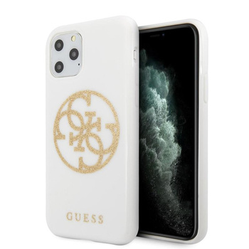 Guess Circle Glitter 4G - pouzdro pro iPhone 11 Pro (bílé)