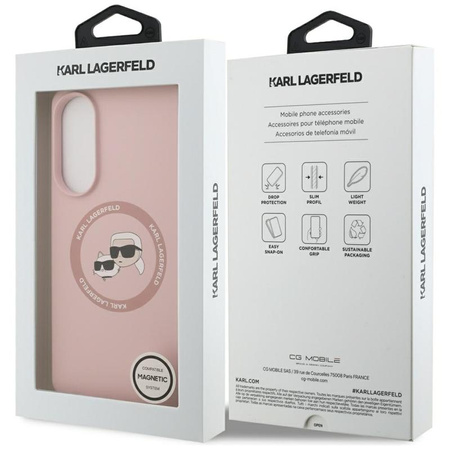 Karl Lagerfeld Silicone Double Heads And Circle MagSafe - Case for Samsung Galaxy S25 Edge (pink)