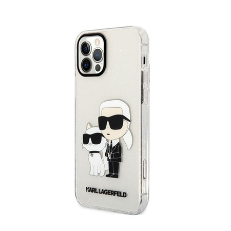 Karl Lagerfeld IML Glitter NFT Karl & Choupette - pouzdro pro iPhone 12 / iPhone 12 Pro (průhledné)
