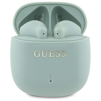 Guess Printed Classic Logo - Sluchátka Bluetooth TWS + nabíjecí pouzdro (zelené)