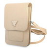 Guess Wallet Saffiano Triangle Logo Phone Bag – Torba na smartfona i akcesoria (Beige)