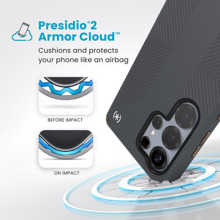 Speck Presidio2 Grip Magnet - pouzdro Samsung Galaxy S25 Ultra MagSafe (Charcoal Grey/Cool Bronze/White)