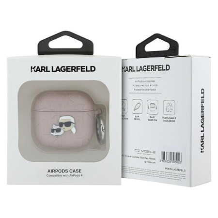 Karl Lagerfeld Monogramm Karl & Choupette Kopf - AirPods 4 Gehäuse (rosa)