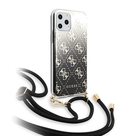 Guess 4G Gradient Hard Case - Tasche mit abnehmbarem Schlüsselband iPhone 11 Pro (Schwarz)