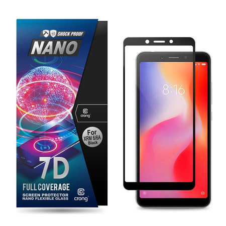 Crong 7D Nano Flexible Glass - Szkło hybrydowe 9H na cały ekran Xiaomi Redmi 6/6A