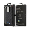 BMW Leather Carbon Blue Line - Coque pour iPhone 15 Pro Max (noir)