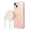 Guess Bundle Pack MagSafe 4G - Étui MagSafe pour iPhone 14 + chargeur (rose/doré)