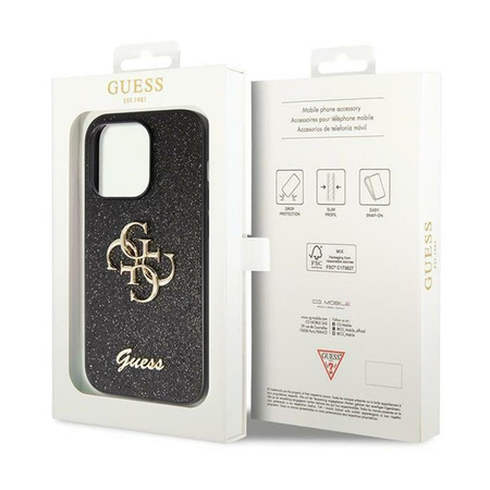 Guess Glitter Script Big 4G - iPhone 14 Pro Max Tasche (schwarz)