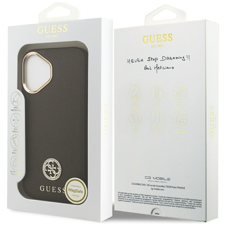 Guess Grained Strass Logo MagSafe - Case iPhone 17 (brown)