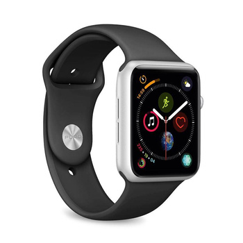 PURO ICON - Elastisches Sportarmband für Apple Watch 42/44/45 mm (S/M & M/L) (schwarz)