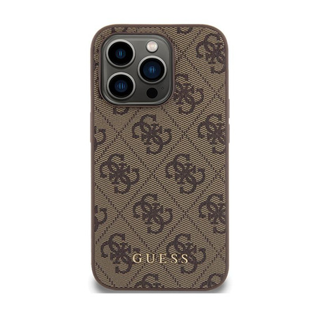 Guess 4G Metal Gold Logo - iPhone 15 Pro Tasche (braun)