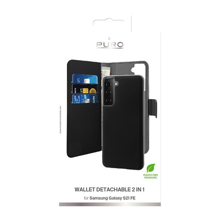 PURO Wallet Detachable - 2-in-1 Case for Samsung Galaxy S21 FE (black)