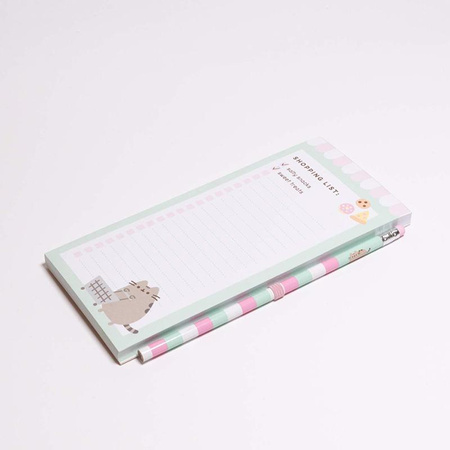Pusheen - Magnetic notepad / shopping list for fridge + pencil (10 x 21 cm)